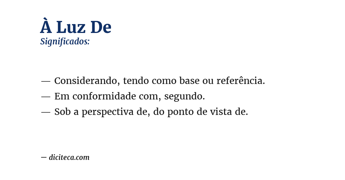 Significado de à luz de
