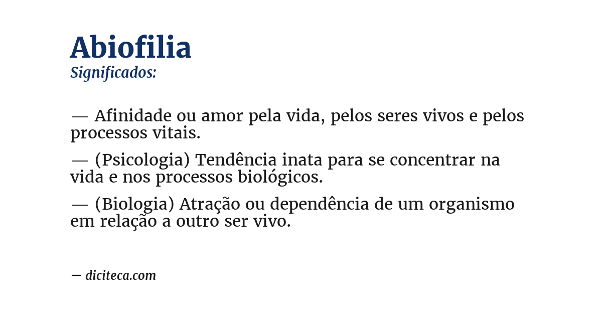 Significado de abiofilia
