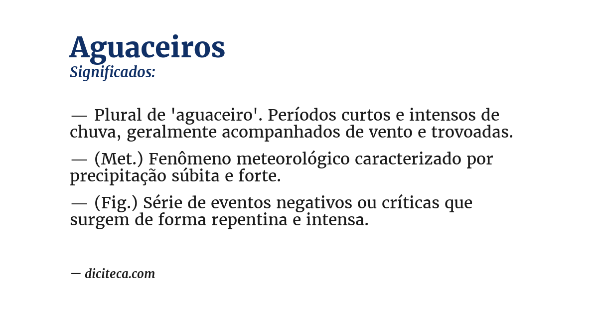 Significado de aguaceiros