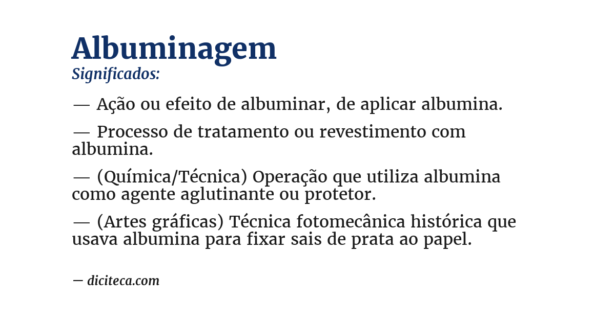 Significado de albuminagem