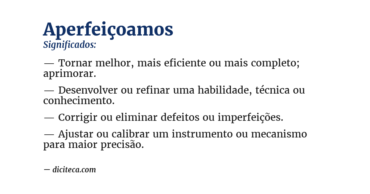 Significado de aperfeiçoamos