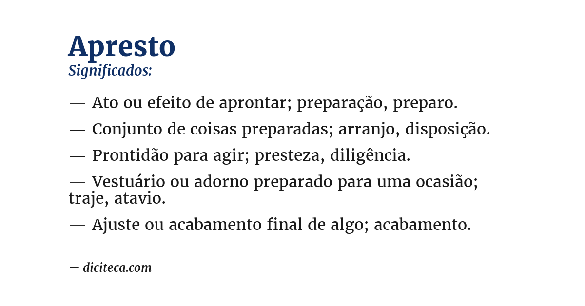 Significado de apresto