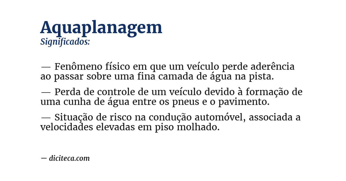 Significado de aquaplanagem