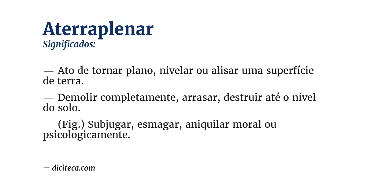 Significado de aterraplenar