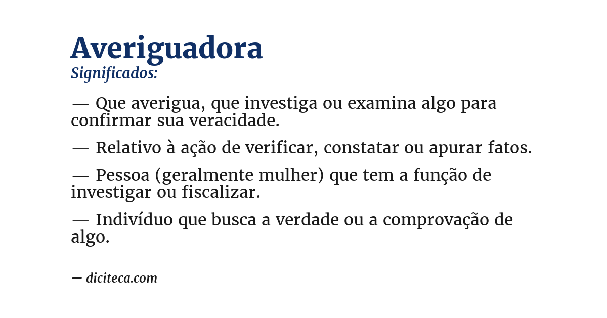 Significado de averiguadora