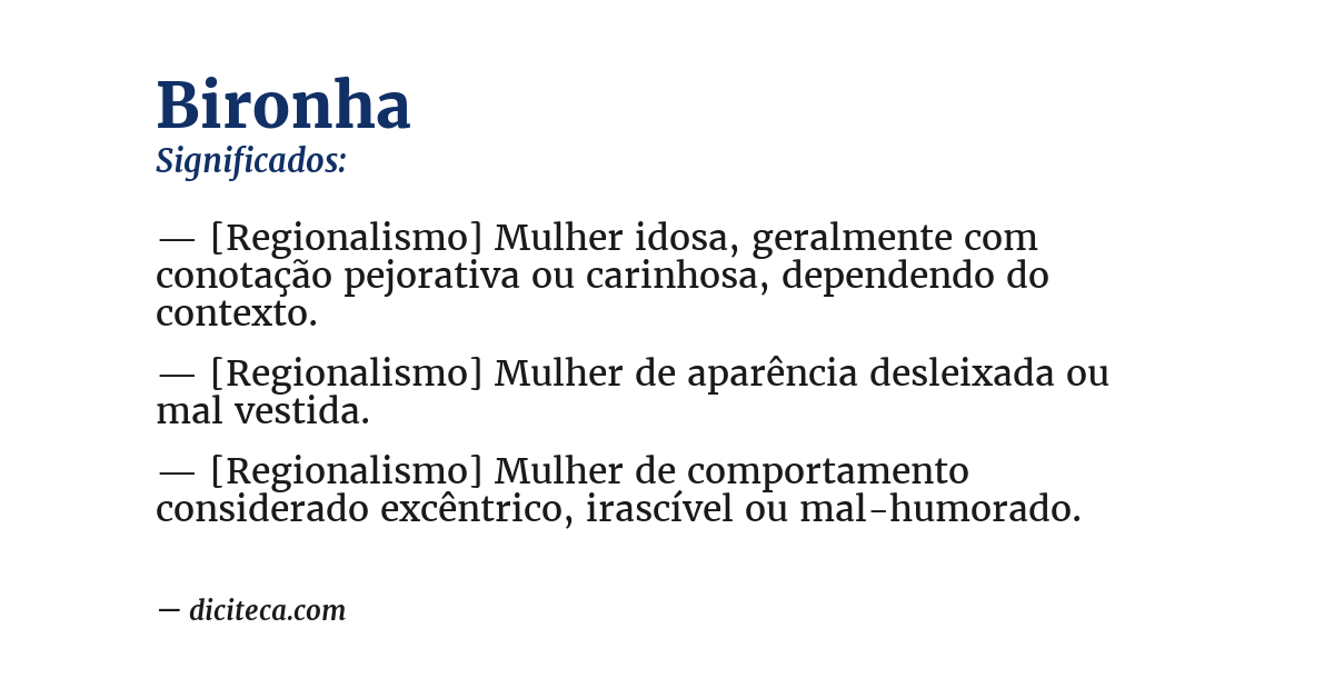 Significado de bironha
