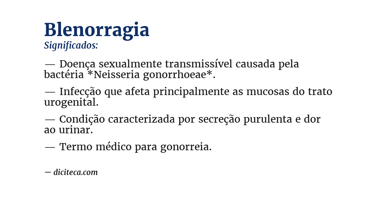 Significado de blenorragia