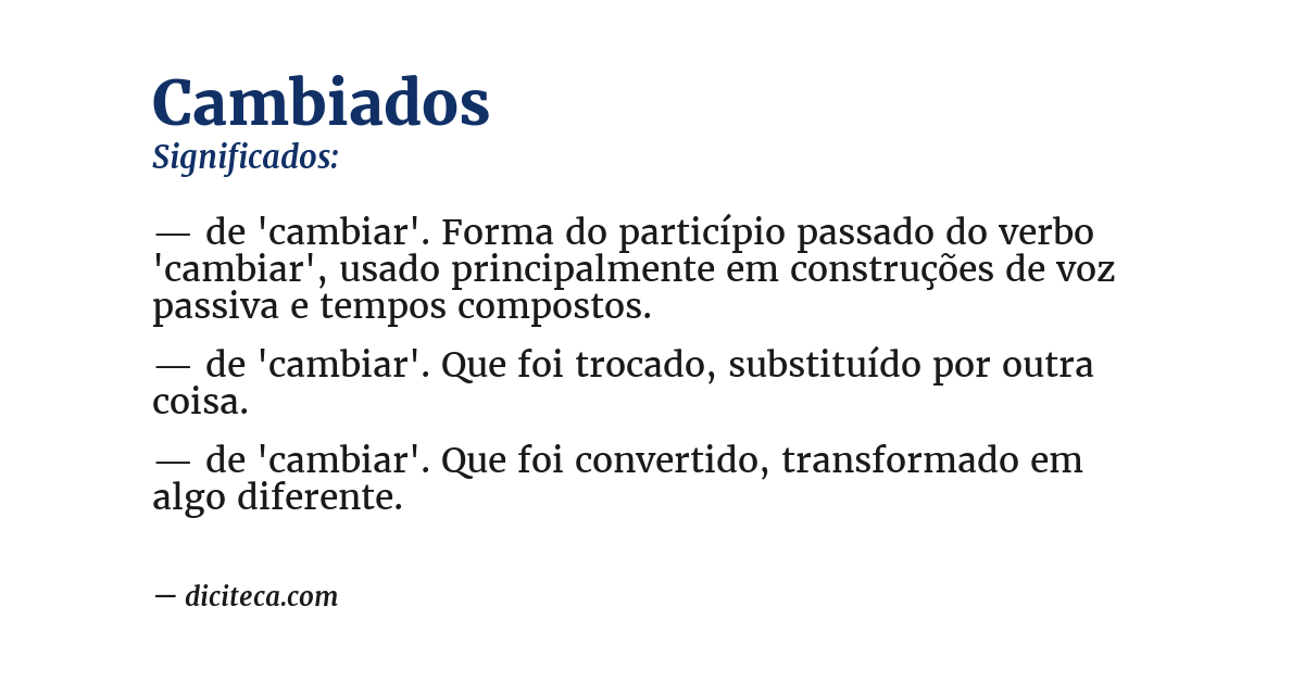 Significado de cambiados