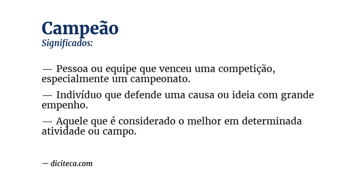 Significado de campeão