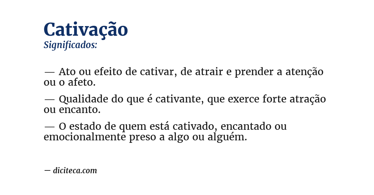Significado de cativação