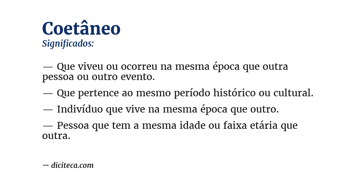 Significado de coetâneo