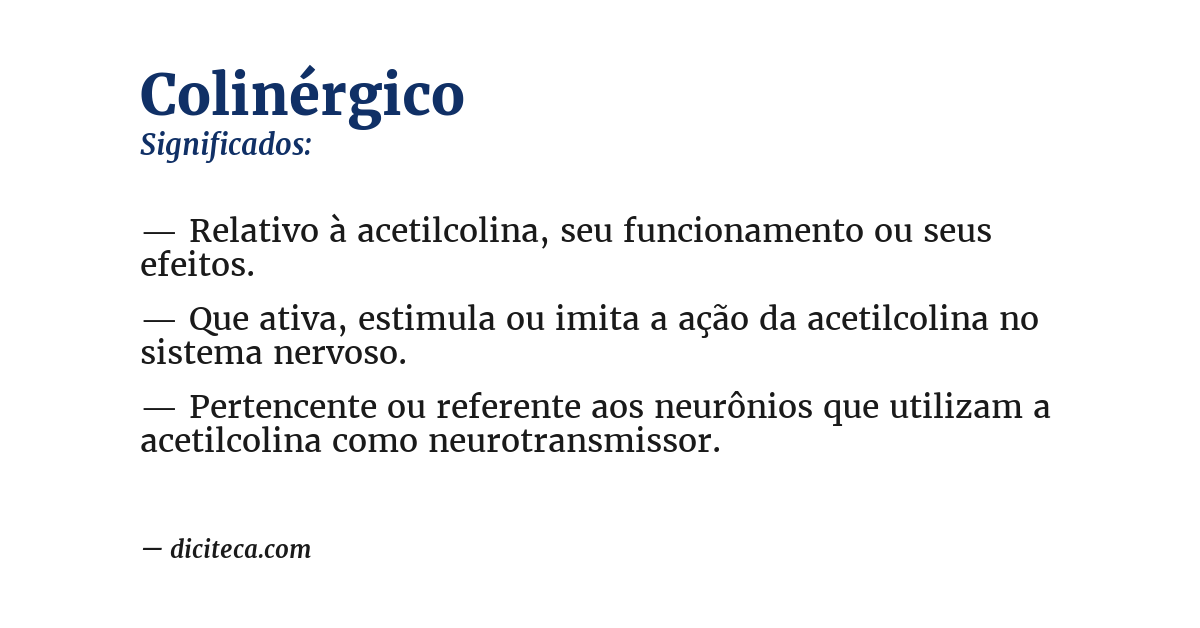 Significado de colinérgico