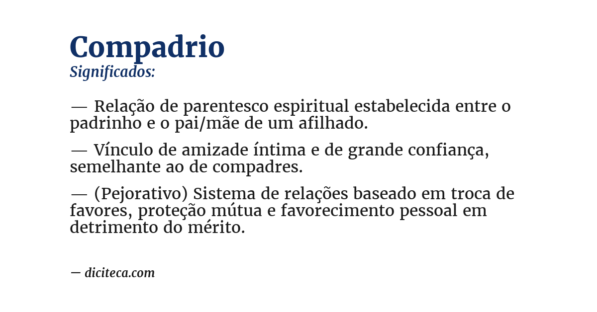 Significado de compadrio
