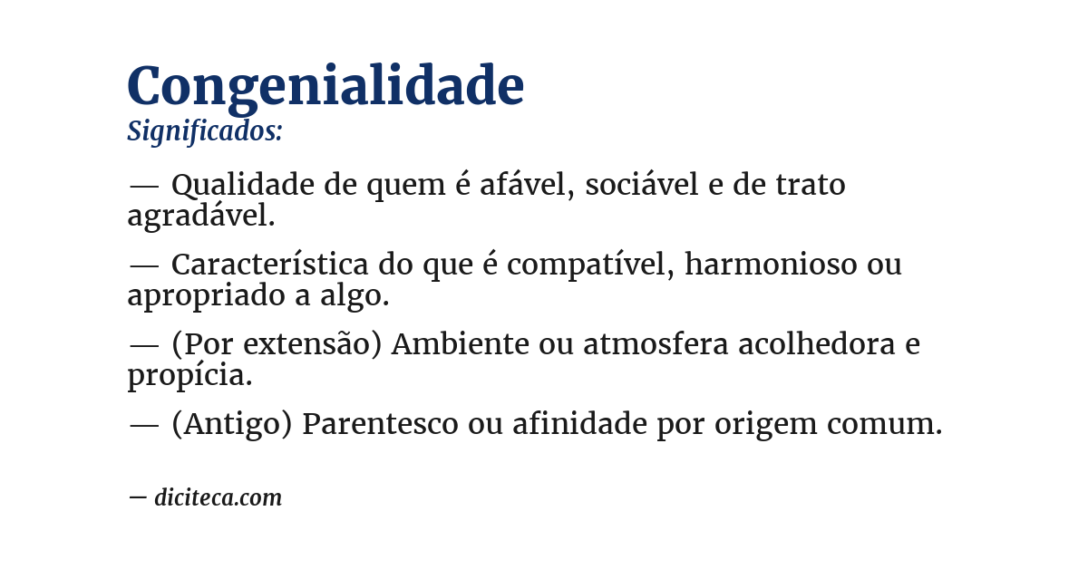 Significado de congenialidade