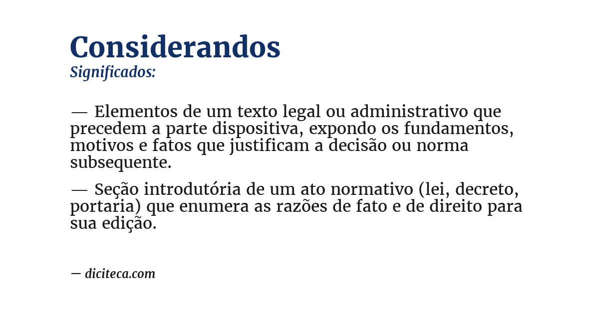 Significado de considerandos