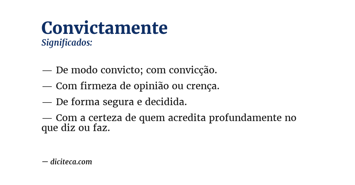 Significado de convictamente