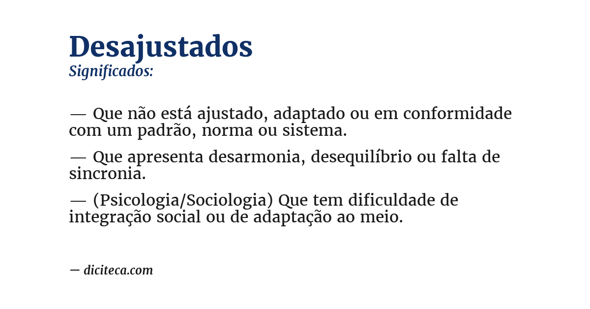 Significado de desajustados