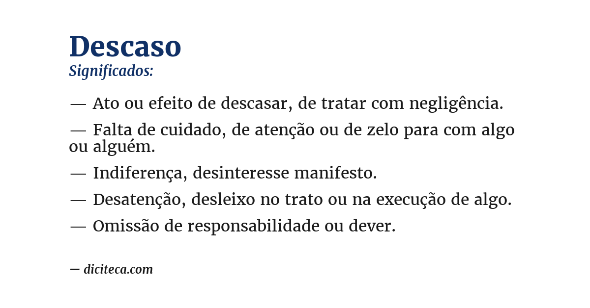 Significado de descaso