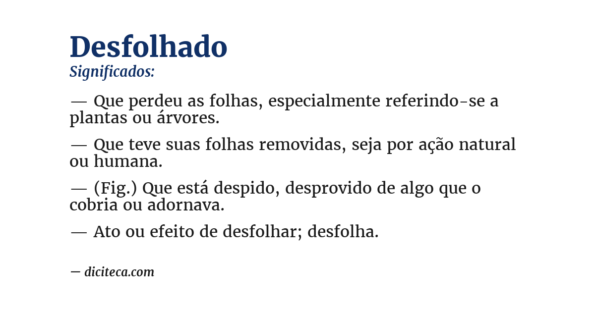 Significado de desfolhado