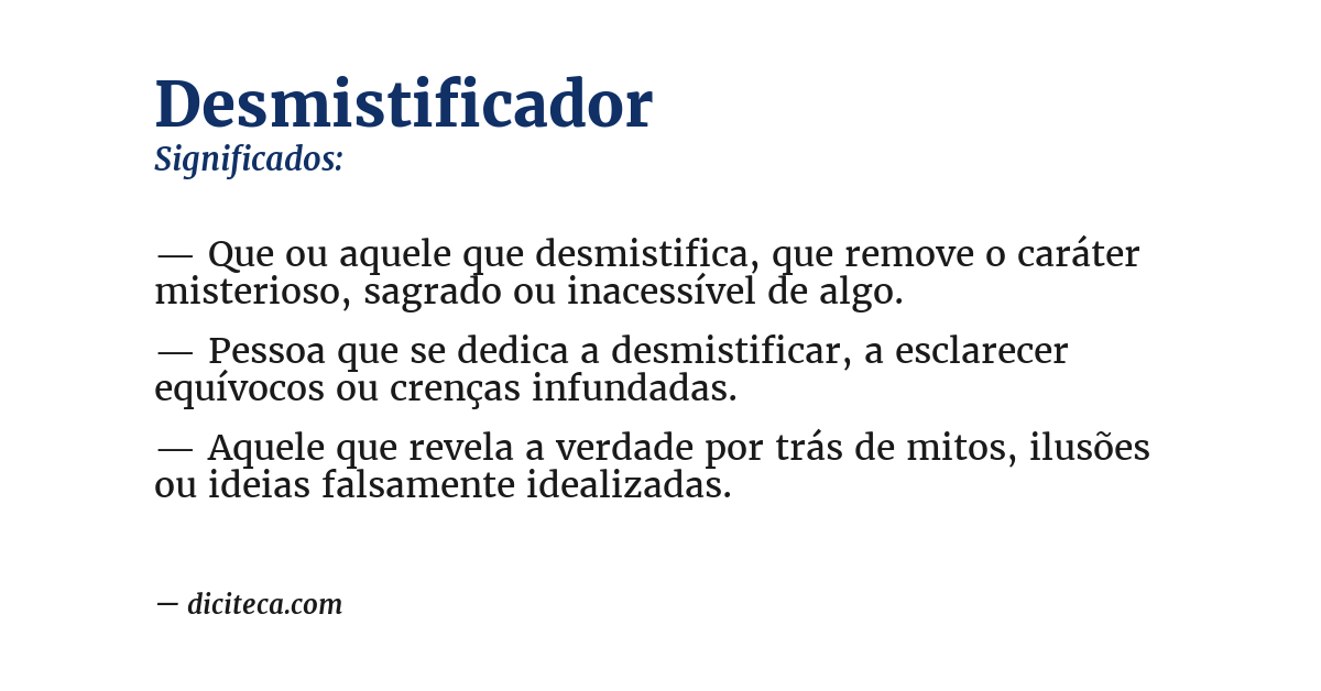 Significado de desmistificador