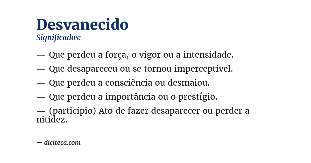 Significado de desvanecido