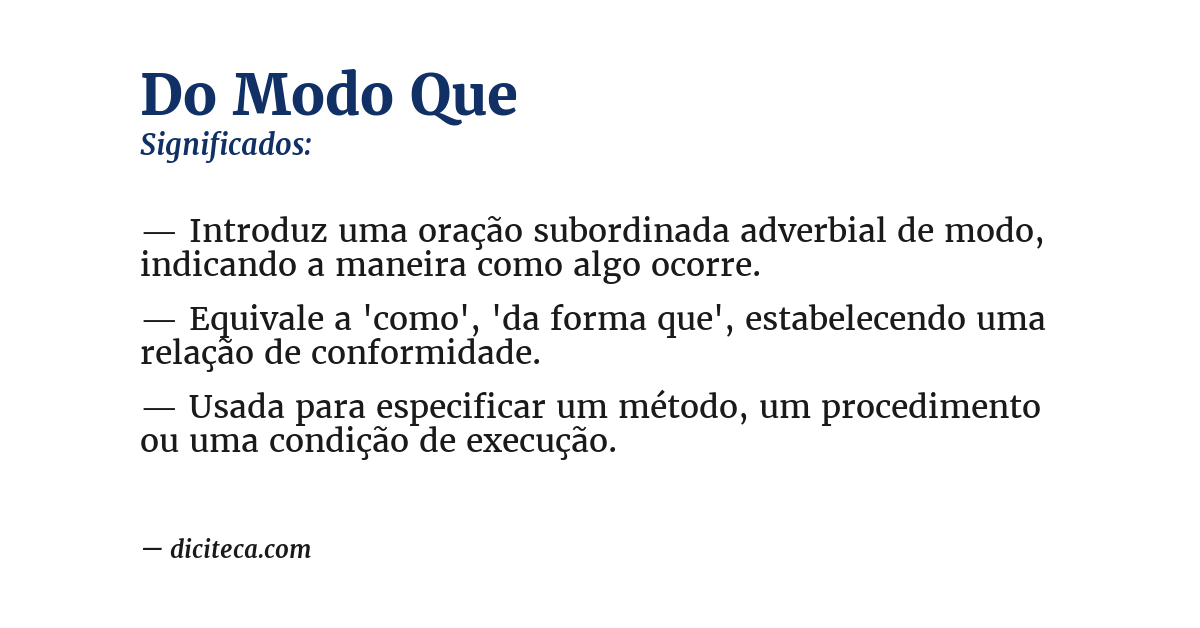 Significado de do modo que