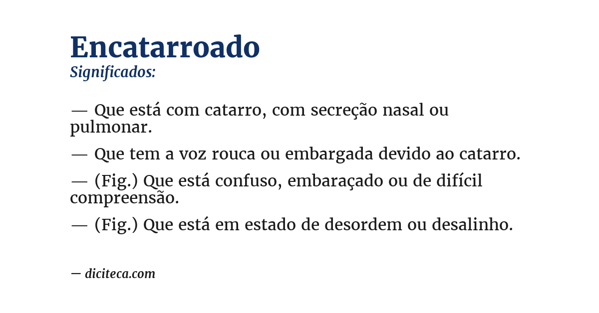 Significado de encatarroado