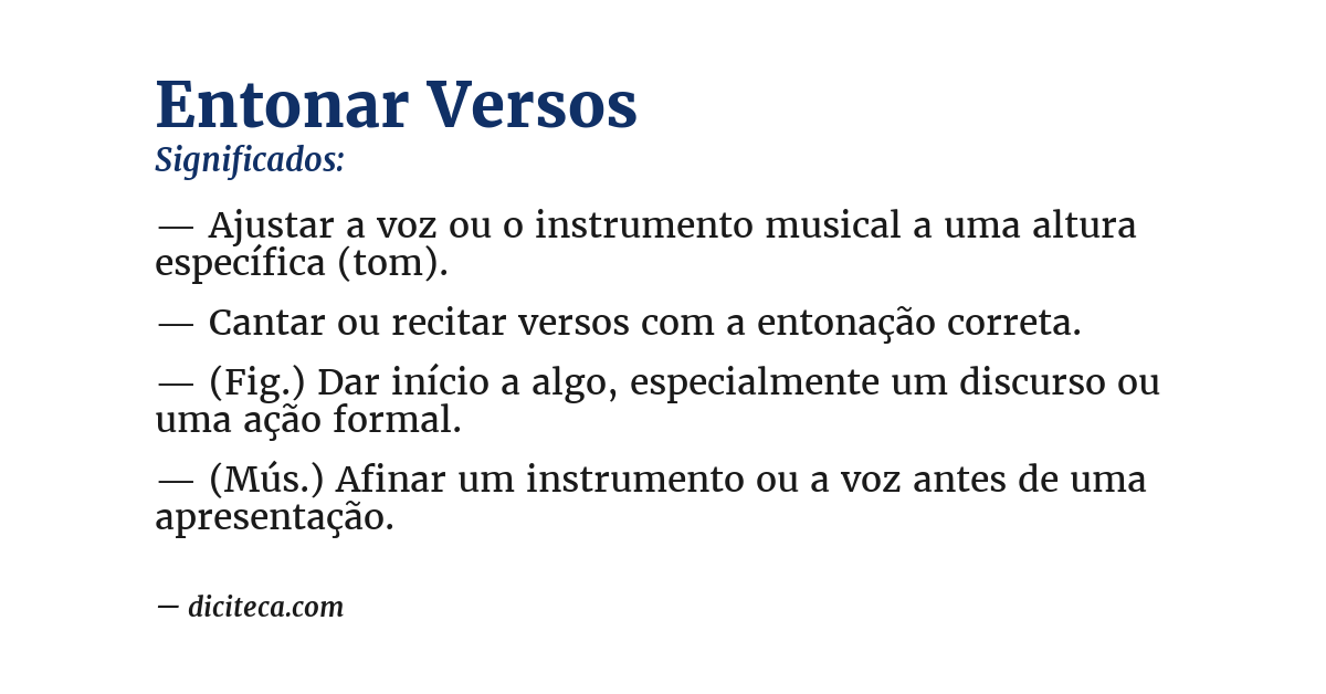 Significado de entonar versos