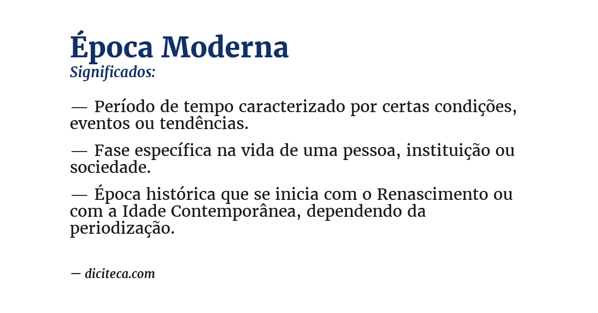 Significado de época moderna