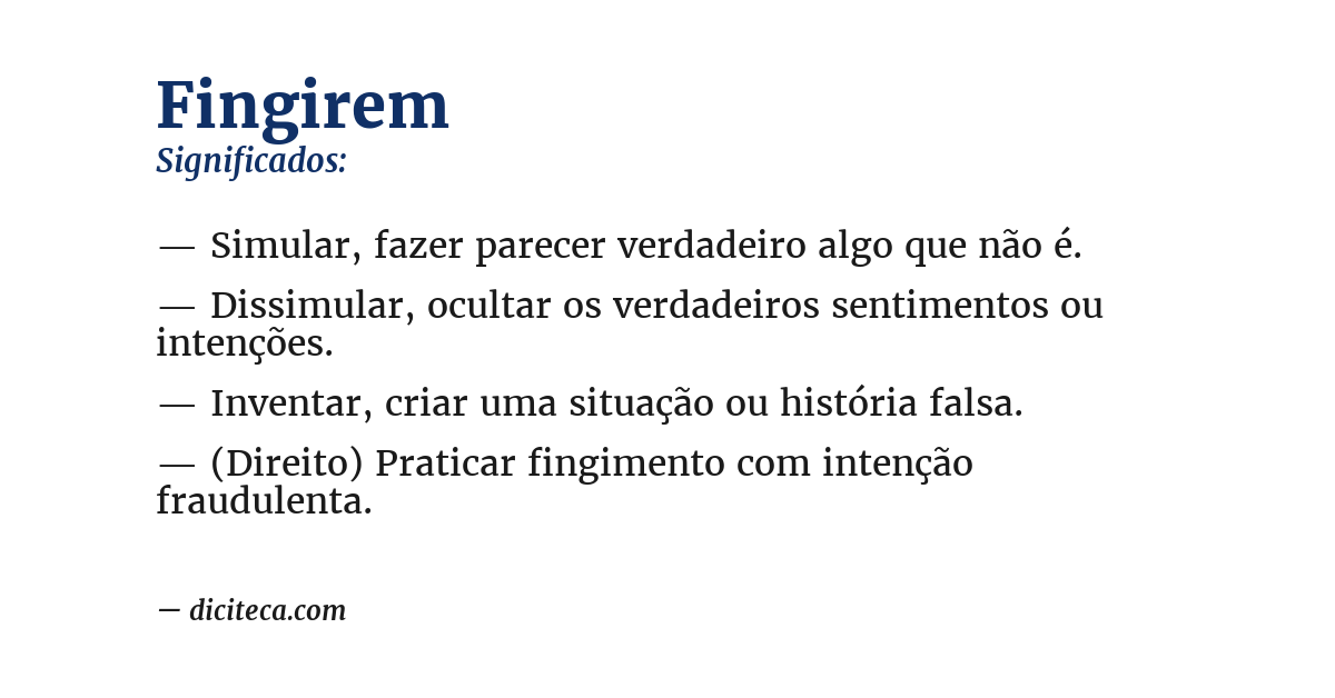 Significado de fingirem