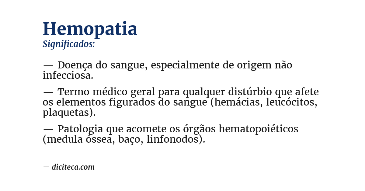 Significado de hemopatia