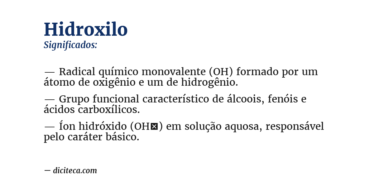 Significado de hidroxilo