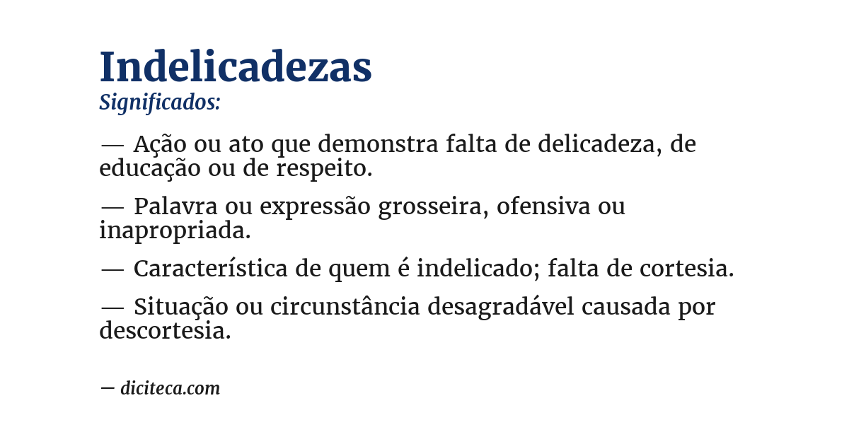 Significado de indelicadezas