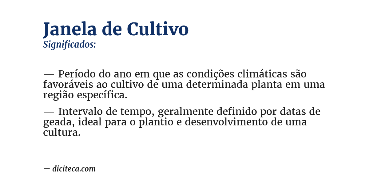 Significado de janela de cultivo