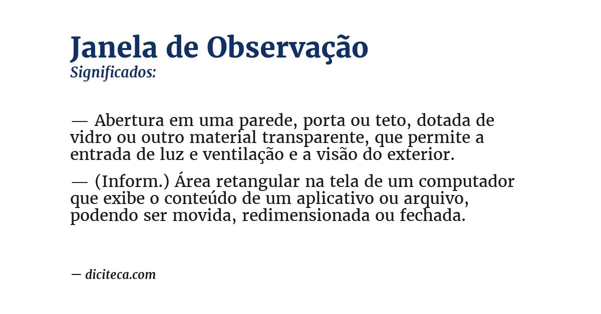 Significado de janela de observação