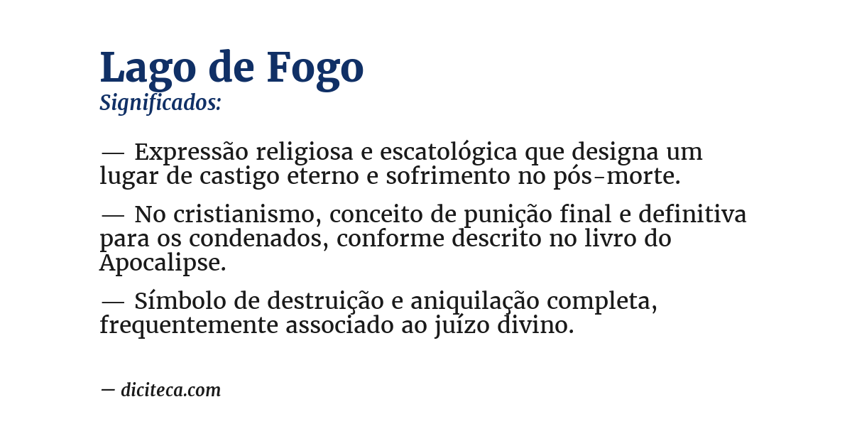Significado de lago de fogo