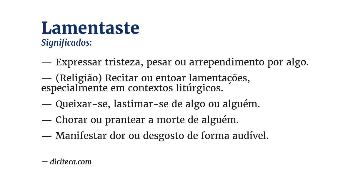 Significado de lamentaste