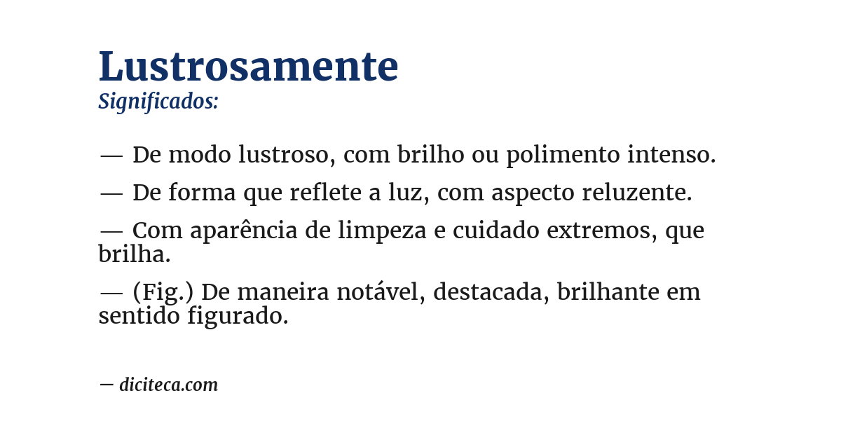 Significado de lustrosamente