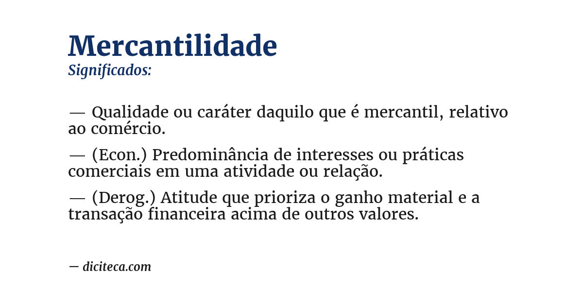 Significado de mercantilidade