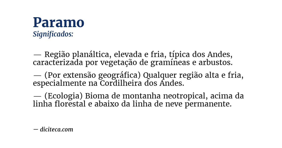 Significado de paramo