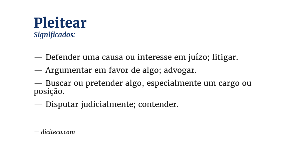 Significado de pleitear