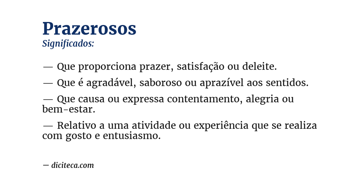 Significado de prazerosos