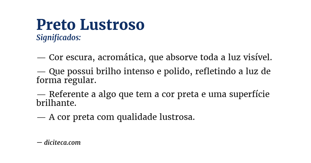 Significado de preto lustroso