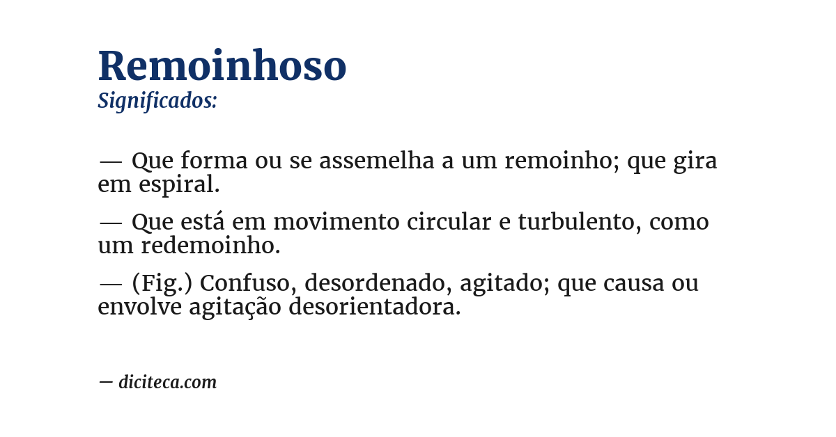 Significado de remoinhoso