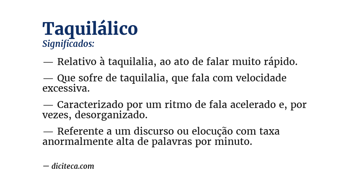 Significado de taquilálico