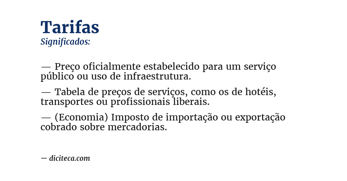 Significado de tarifas