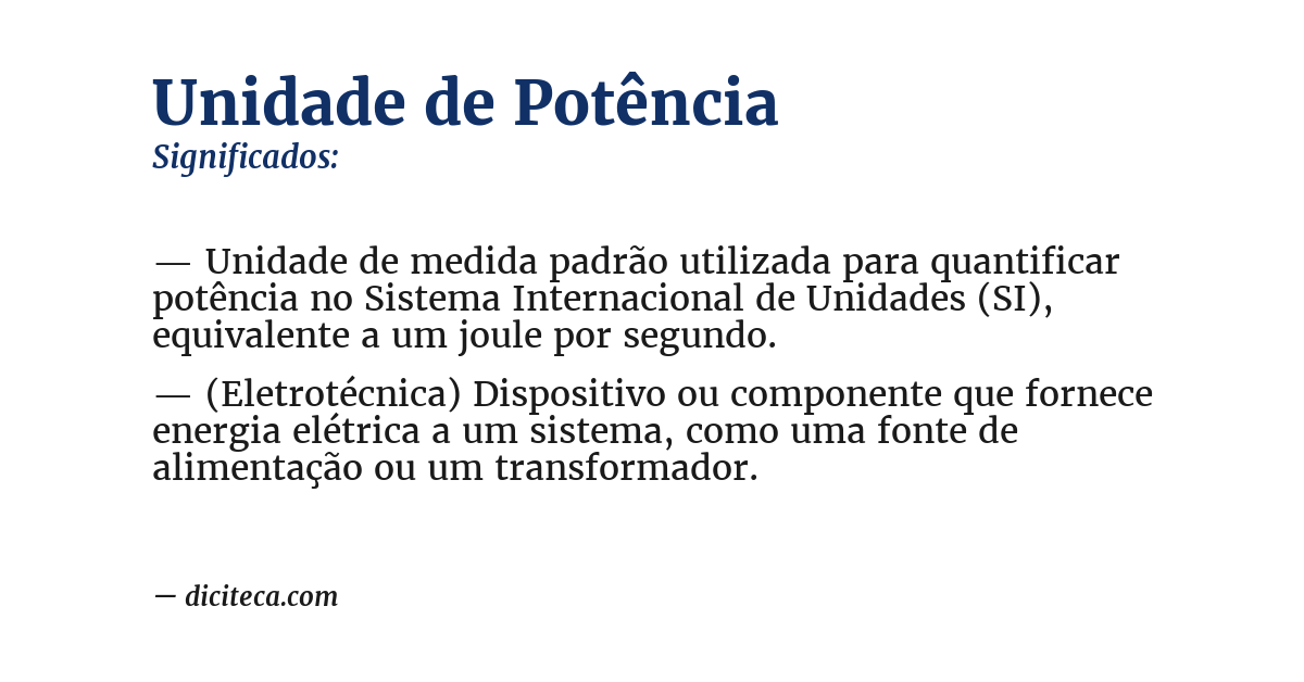 Significado de unidade de potência