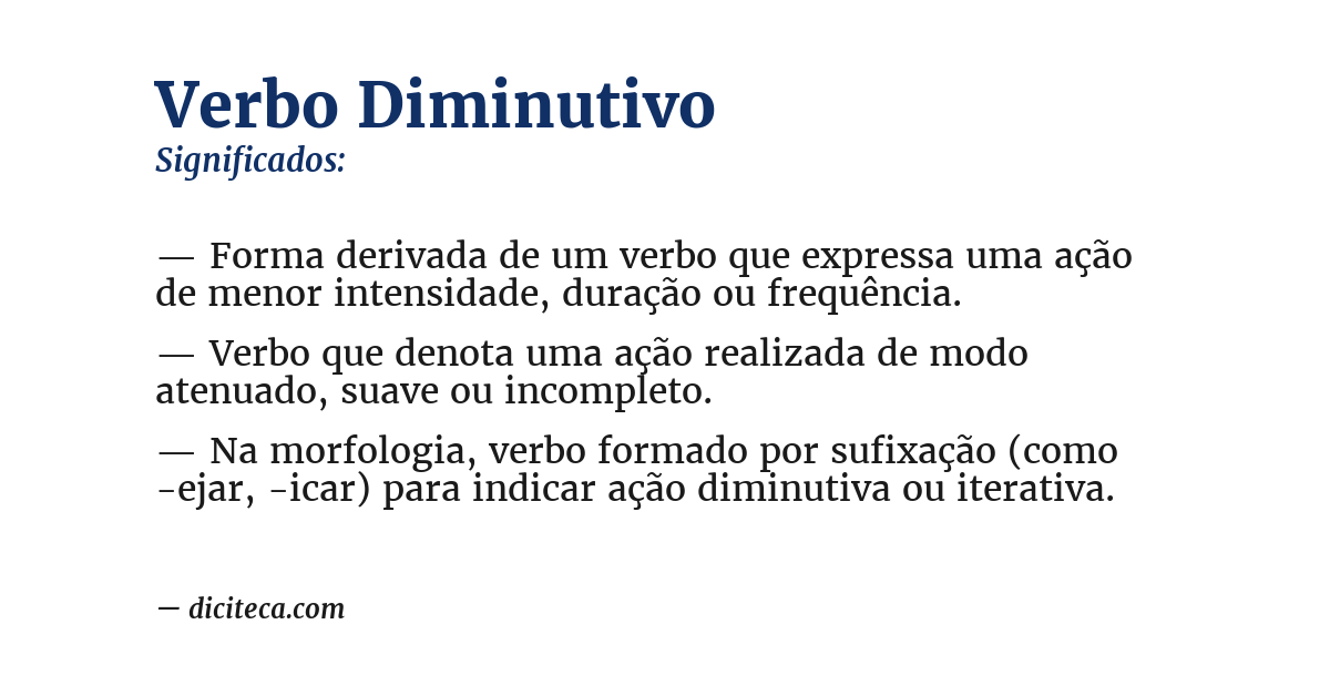 Significado de verbo diminutivo