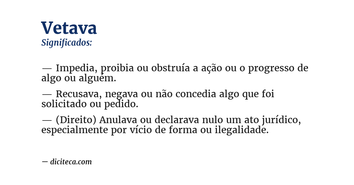 Significado de vetava