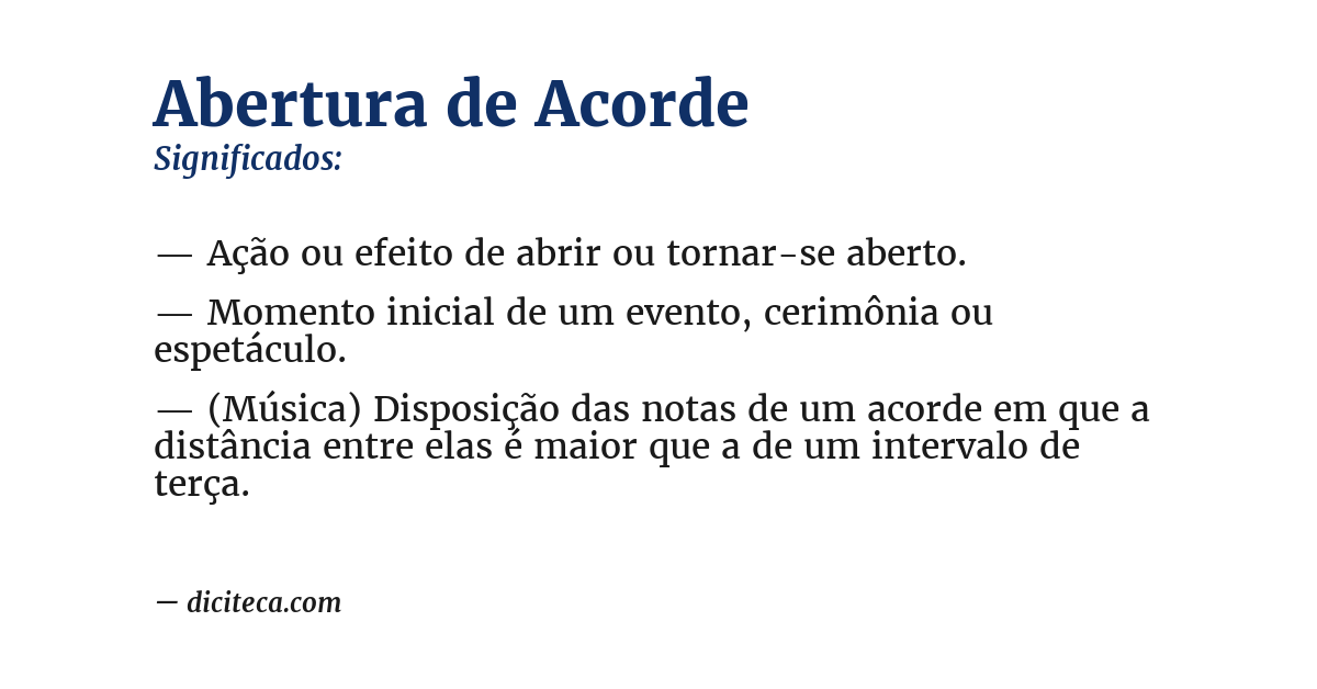 Significado de abertura de acorde